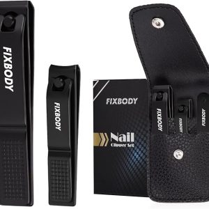 FIXBODY Nail Clipper Set, Ultra Sharp Fingernail Clipper & Toenails Clippers, Nail Cutter and Nail File for Women, Nail Clipper for Men